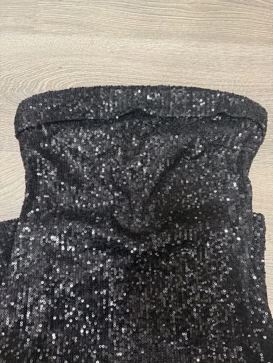 Strapless Black Sequin Bodycon Mini Dress - Picture 4 of 6